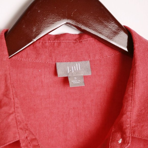 J. Jill Coral Linen Button Down Tunic Top or Mini Dress EUC - Picture 5 of 13